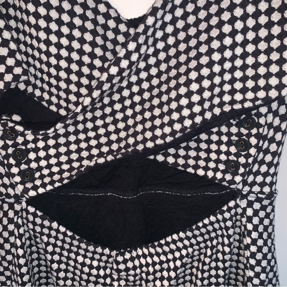 Deletta Black and White Fitted Peplum Blouse S - Picture 6 of 7